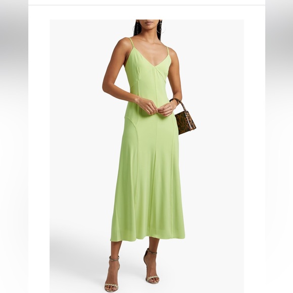 Halston Lea stretch-jersey midi dress in chartreuse | 12 - Picture 1 of 10